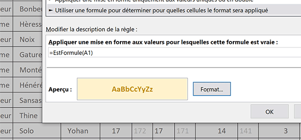 Mise en forme conditionnelle Excel pour faire ressortir automatiquement toutes les cellules de la feuille portant des calculs