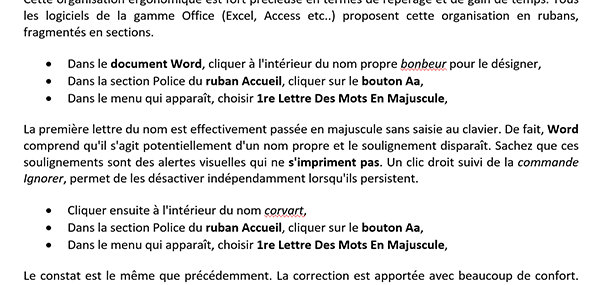 Document Word avec listes à puces pour navigation automatisée par le code VBA