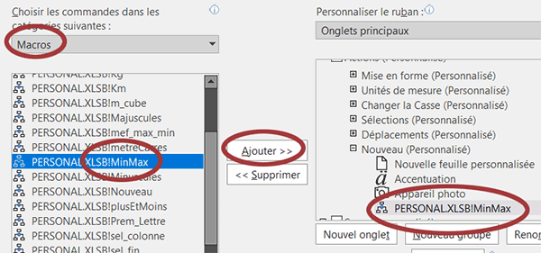 Ajouter la macro VBA dans un ruban Excel