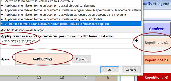 Règle de mise en forme conditionnelle pour repérer automatiquement les doublons dans un tableau Excel