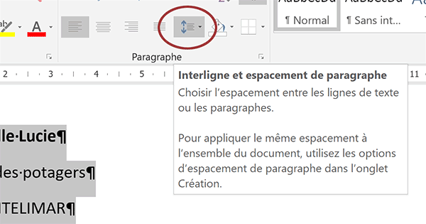 Régler les espacements naturels existant entre les paragraphes du document Word