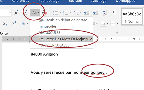 Changer la casse des mots Word en majuscules ou en minuscules