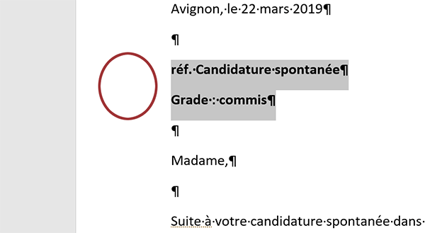 Mise en forme de plusieurs paragraphes Word regroupés dans une même sélection