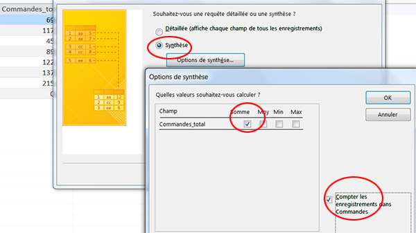 Opération de synthèse, somme requête Access