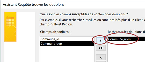 Ajouter champ dans assistant de requête Access pour identifier les redondances