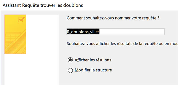 Enregistrer et nommer la requête Access pour trouver les doublons