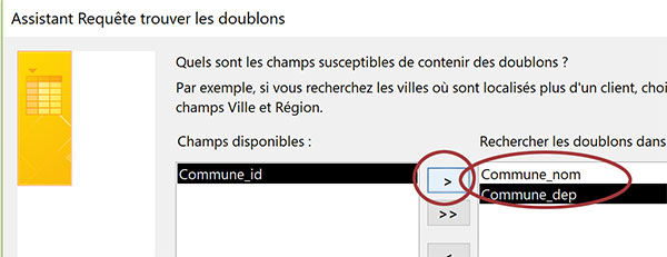 Ajouter deux champs dans assistant requête Access pour extraire paires de doublons de table