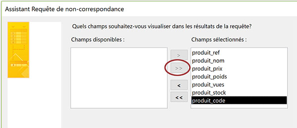 Ajouter détail de tous les champs pour extraction de requête Access de non correspondance