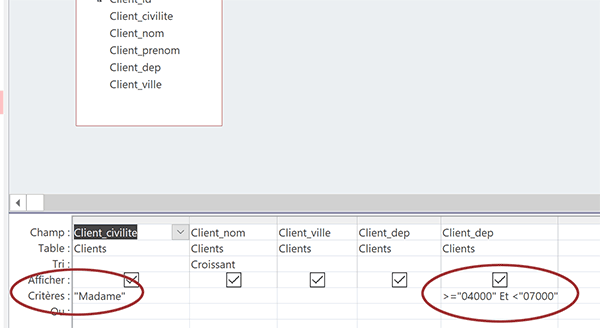Requête sélection Access avec conditions recoupées sur plusieurs champs