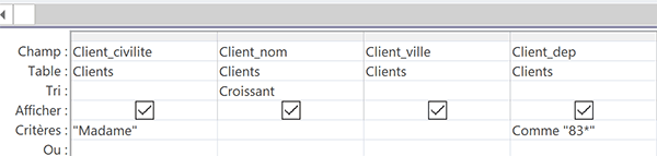 Double critère de requête Access avec condition approximative grâce opérateur Comme