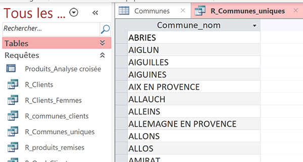 Extraire les valeurs uniques de table Access grâce à la clause Distinct du langage SQL