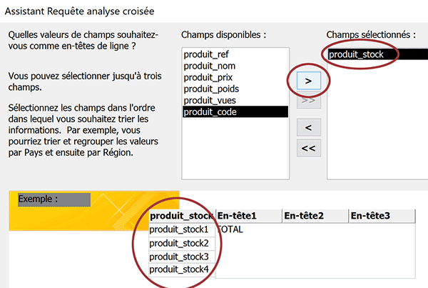 Ajouter champs de table pour construire requête analyse croisée Access