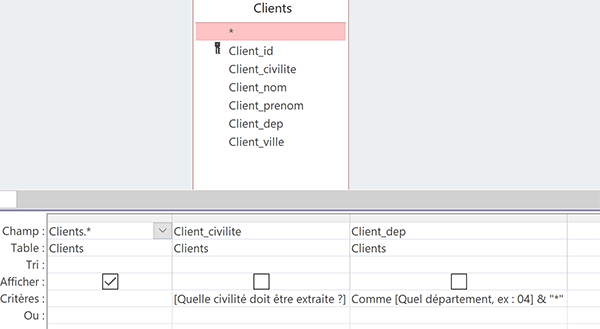 Conception de requête Access paramétrée avec deux critères recoupés