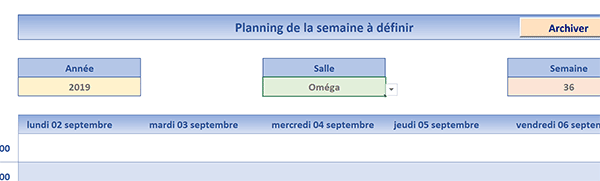 Définir année et numéro de semaine pour le planning de réservation hebdomadaire des salles