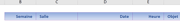 Tableau Excel pour extraire par calculs les réservations des salles en fonction des date et heure de la semaine