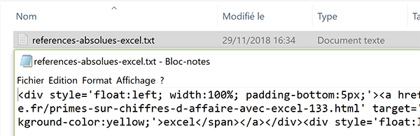 Contenu Html du fichier de cache mémorisant résultats des requêtes dans moteur de recherche Php