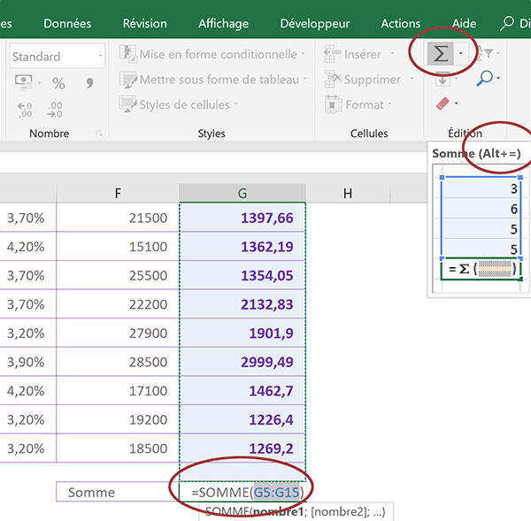 Calculer automatiquement le total des salaires versés aux commerciaux par la société