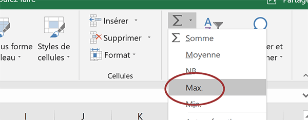 Fonction Excel Max pour extraire la plus grande valeur numérique dans un tableau