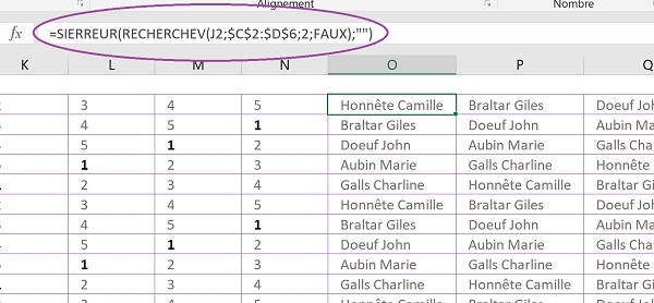 Extraire les employés à affecter par poste et par roulement grâce à une fonction Excel RechercheV