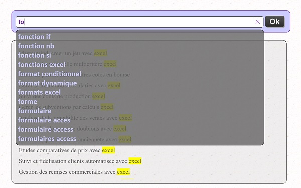 Moteur de recherche Internet avec saisie semi-automatique programmée en Javascript