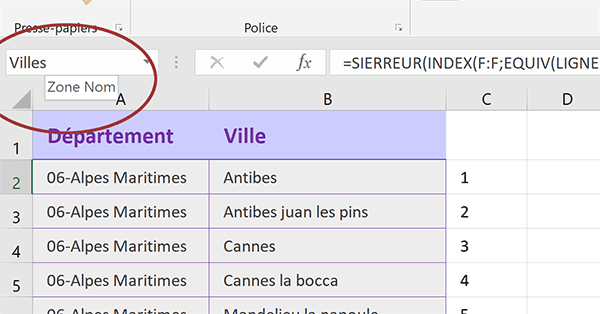 Nommer point de départ plage de cellules à retravailler par formule Excel pour adapter sa hauteur au contenu