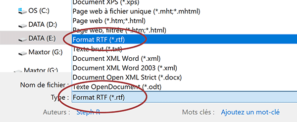 Enregistrer le document Word au format RTF (Rich Text Box) pour faire sauter la protection