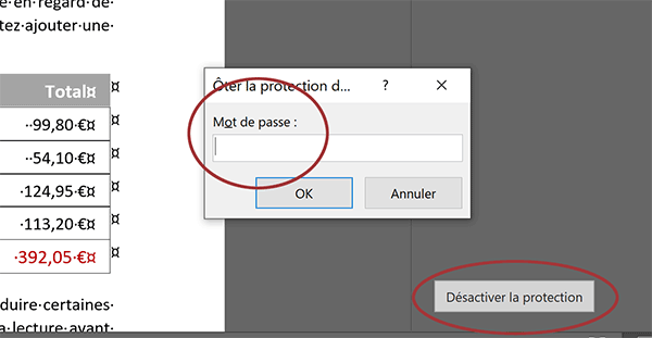 Impossible d-enlever la protection du document Word sans le mot de passe