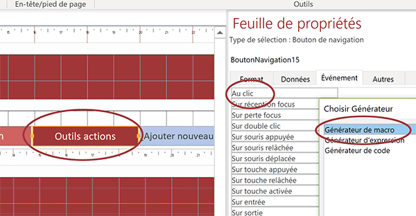 Déclencher des actions de macro Access au clic sur les onglets du formulaire