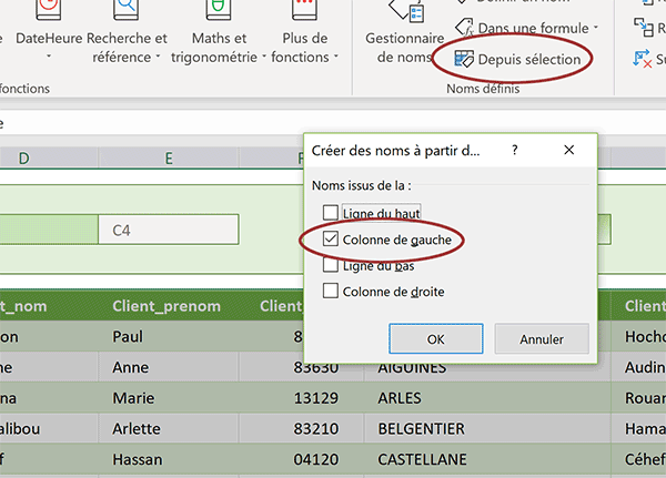 Nommer automatiquement les plages de cellules Excel en fonction des titres du tableau