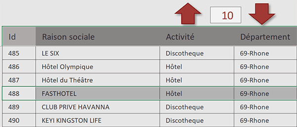 Boutons de déplacement dans un tableau long en VBA Excel