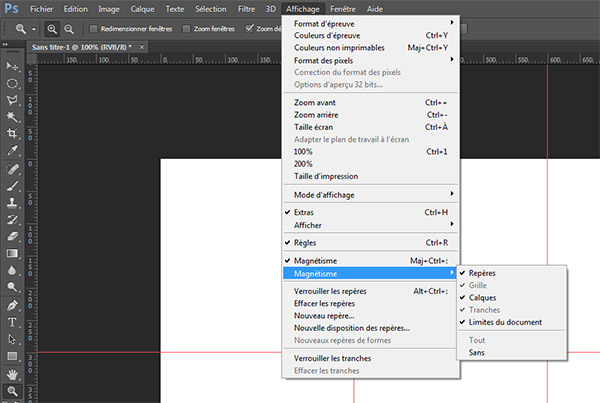 Activer le magnétisme des repères dans Photoshop