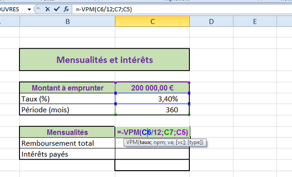 Merecer trompeta Flecha Calculs de remboursements de prêts avec Excel