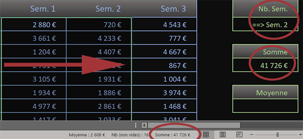 Sommer sur un nombre de colonnes variable avec Excel