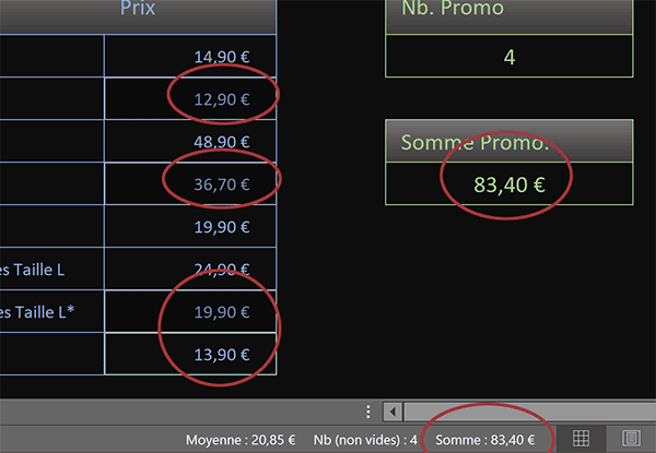 Compter et additionner les articles en promotion par formule Excel