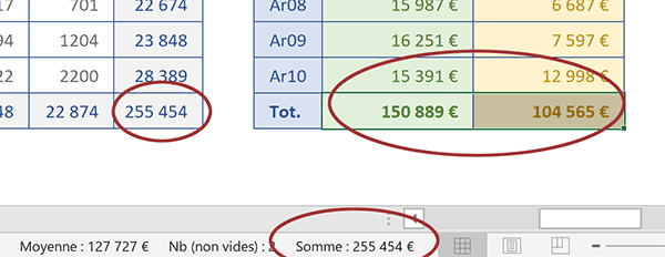 Somme Excel des totaux sur la période exclue et variable