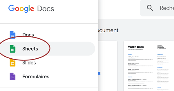 Atteindre les feuilles de calcul en ligne GoogleSheets