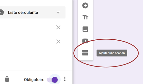 Ajouter des sauts de section pour séparer les questions du sondage sur des pages différentes