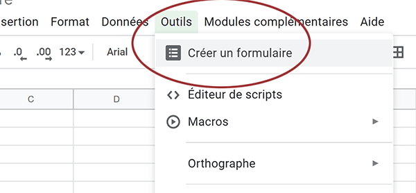 Créer un nouveau formulaire dans GoogleSheets pour débuter conception enquête en ligne