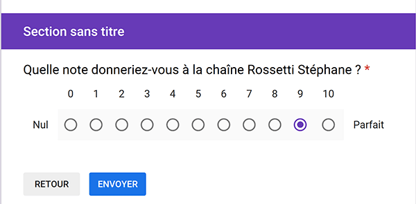 Attribuer une note grâce au mode de réponse linéaire pour sondage en ligne Google