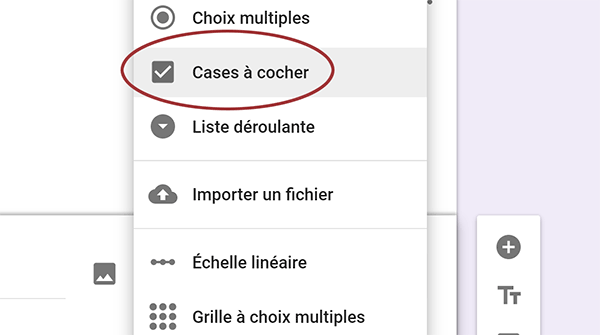 Proposer réponses du questionnaire Web sous forme de cases à cocher