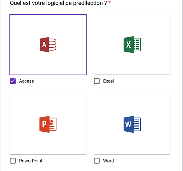 Réponses à la question présentées avec des images