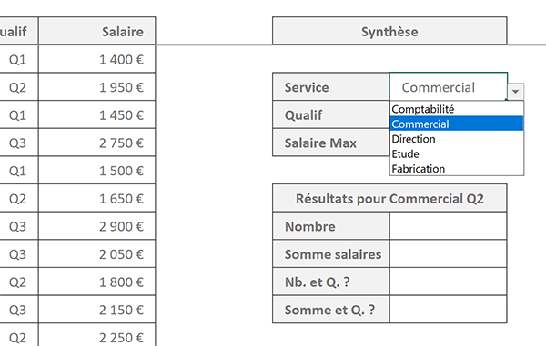 Tableau de synthèse Excel pour croiser les critères et livrer des statistiques par calculs matriciels