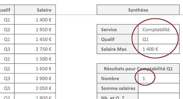 Dénombrement multi-critère sur base de données Excel avec fonction Nb.Si.Ens