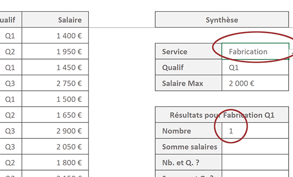 Synthèse statistique sur de multiples conditions croisées grâce à la fonction matricielle SommeProd