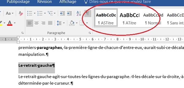 Affecter un style à un paragraphe Word