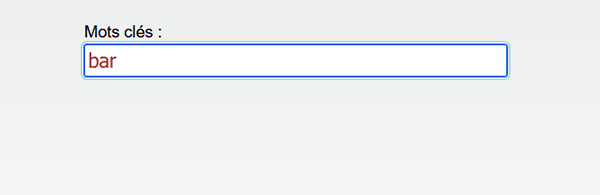 Zone de recherche pour saisie intuitive sur Page Web Html