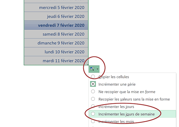 Suite automatique de dates Excel sans les jours de Week-End