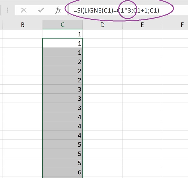 Suite numérique incrémentée par paliers par calcul conditionnel Excel