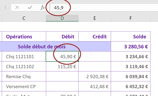 Afficher contenu exact cellule Excel sans formatage et avec décimales dans barre de formule