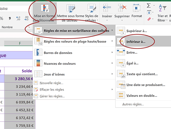 Règle numérique de mise en forme conditionnelle Excel pour appliquer dynamiquement des couleurs aux cellules